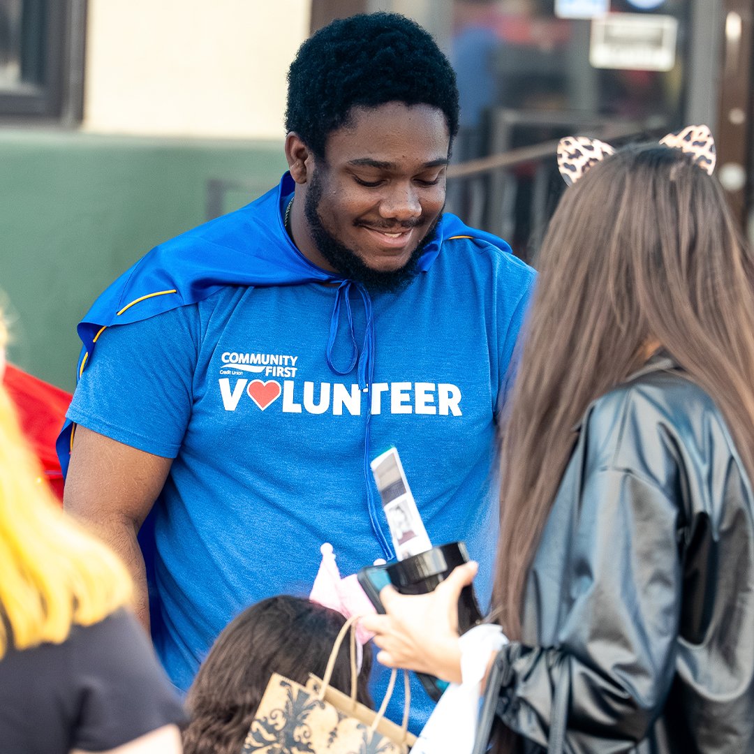Volunteer smiling.