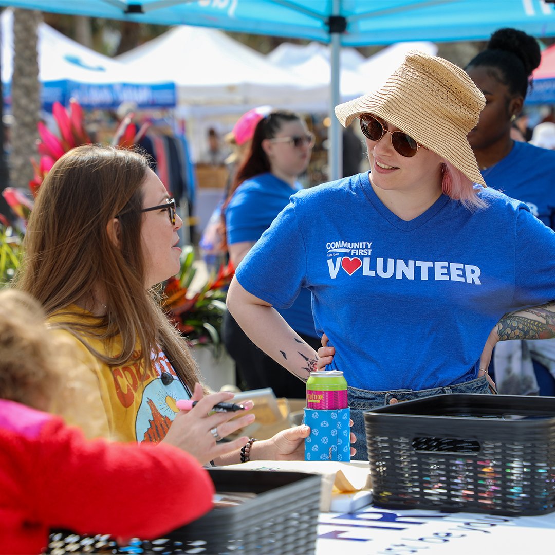 Volunteer having a conversation.