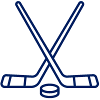 Icon of two hockey sticks with a puck.