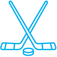 Icon of two hockey sticks with a puck.