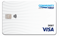 Community First Debit card with fireworks animation