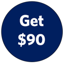 Get $90 icon - navy