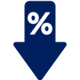 Icon of an arrow pointing down with a percentage sign on top