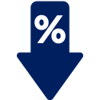 Icon of an arrow pointing down with a percentage sign on top