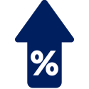 Icon of an arrow pointing up with a percentage sign at the bottom