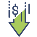 Downward arrow with dollar sign Icon