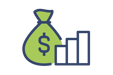 Icon of a money bag with bar graph