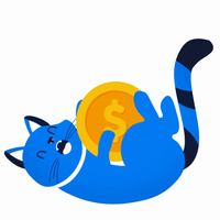 Animated cat with coin