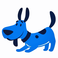 Animated blue dog wagging tail