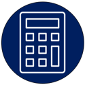 calculator in a navy circle icon