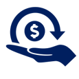 hand with dollar cycle icon