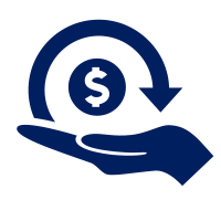 hand with dollar cycle icon