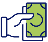 Icon of a hand with a dollar bill