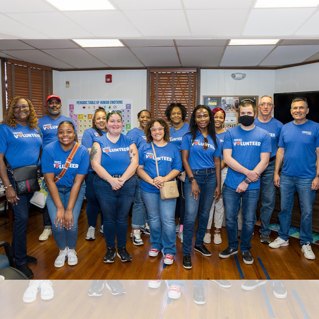 Group of volunteers smiling. Group of volunteers smiling.