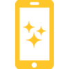Yellow phone icon with stars